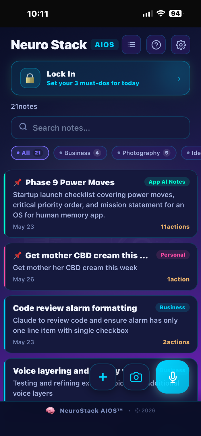 NeuroStack AIOS running live in the browser
