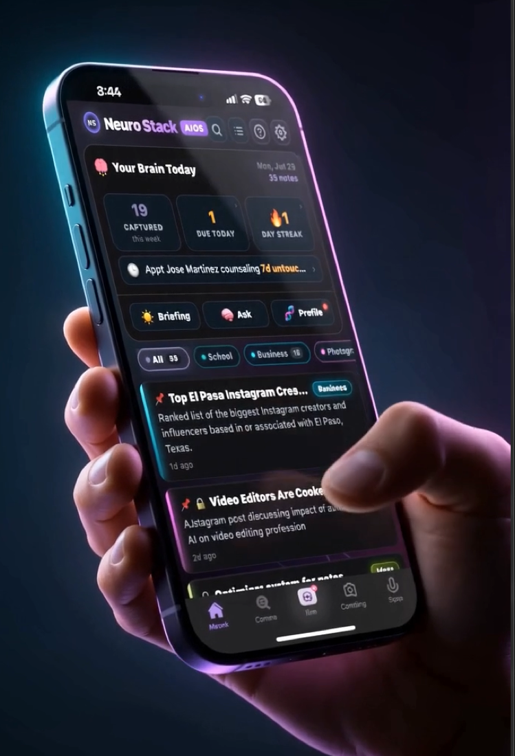 NeuroStack app on iPhone